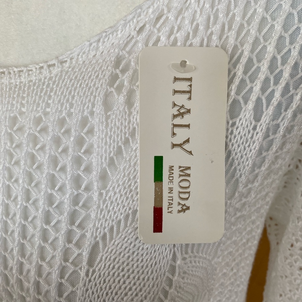 NWT Moda Italian Knit With Lace White Tunic Top - Picture 3 of 8